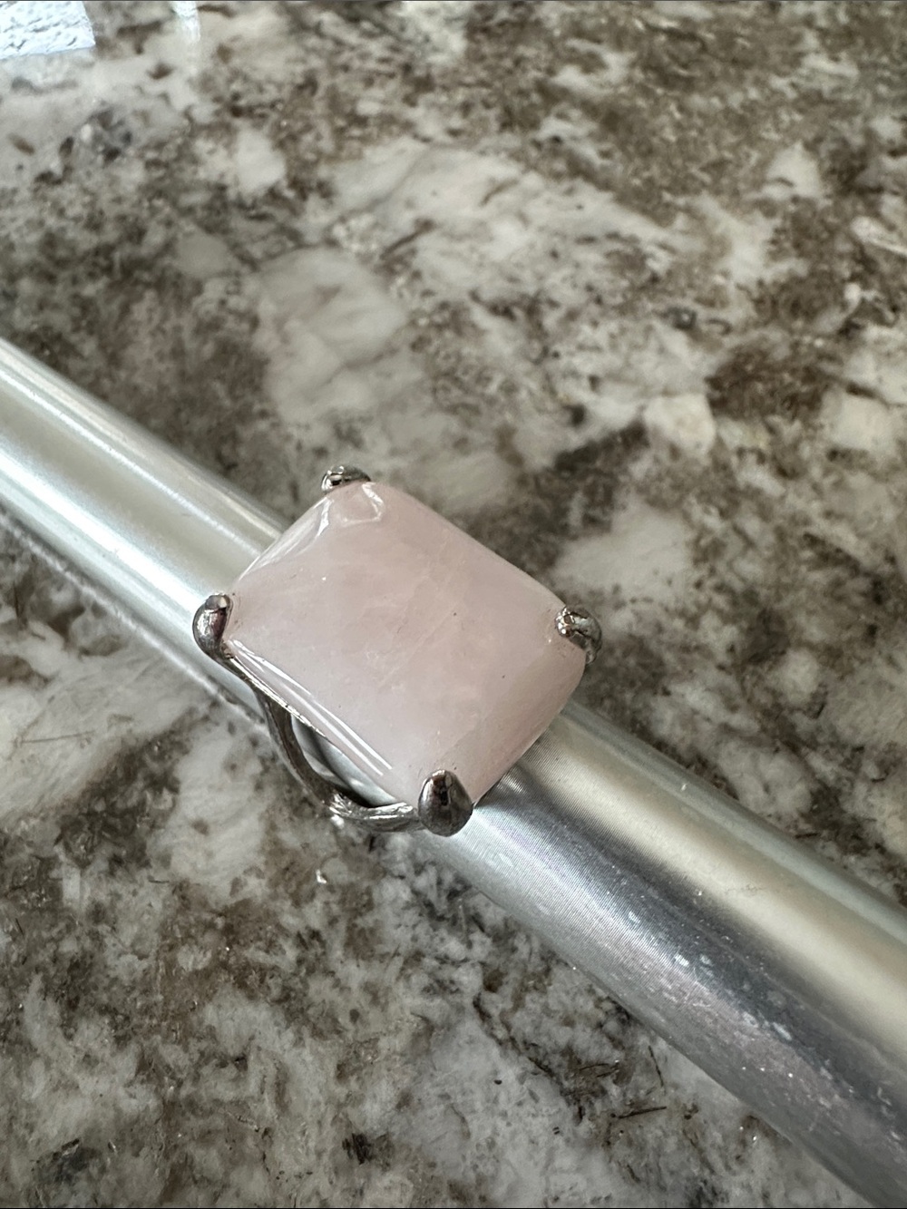 Large Rose Quartz Gemstone Ring